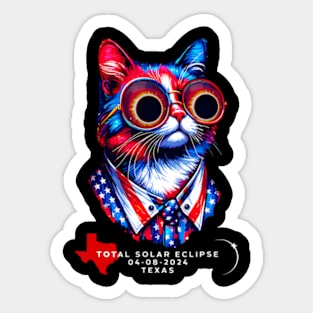 View Totality April 8 2024 Cat Texas Solar Eclipse Sticker